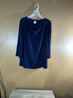 HC1120. Citiknit Women's Blue Acetate Spandex Cowl Neck Long Sleeve Top Size L